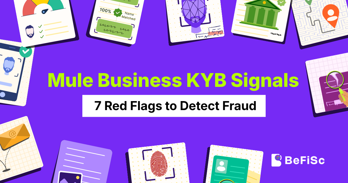 mule business KYB signals and fraud detection illustration
