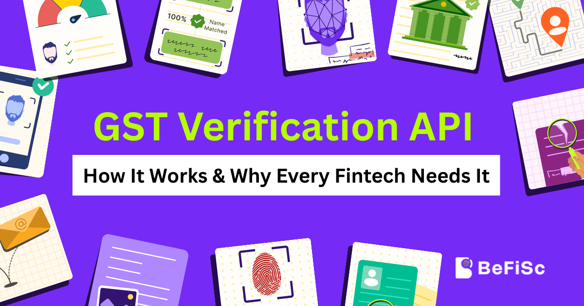 GST Verification API for fintech onboarding showing GSTIN validation, KYB verification, and business compliance checks in India