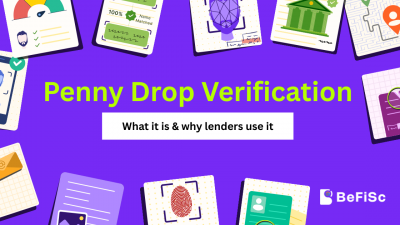 Penny drop verification process flow for bank account validation in lending.