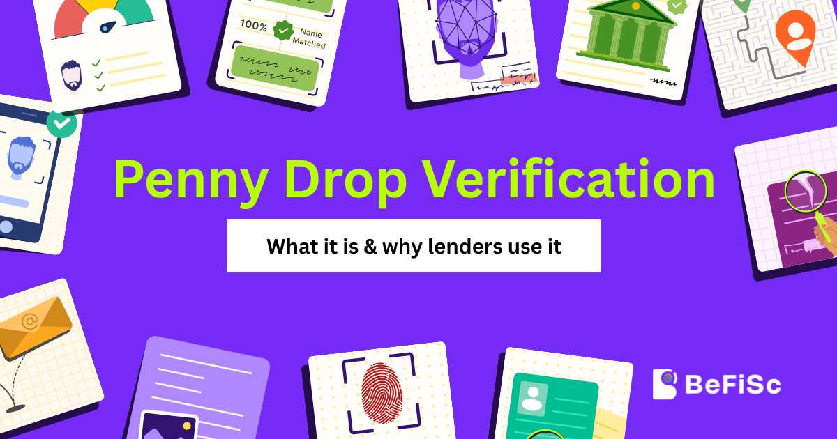 Penny drop verification process flow for bank account validation in lending.