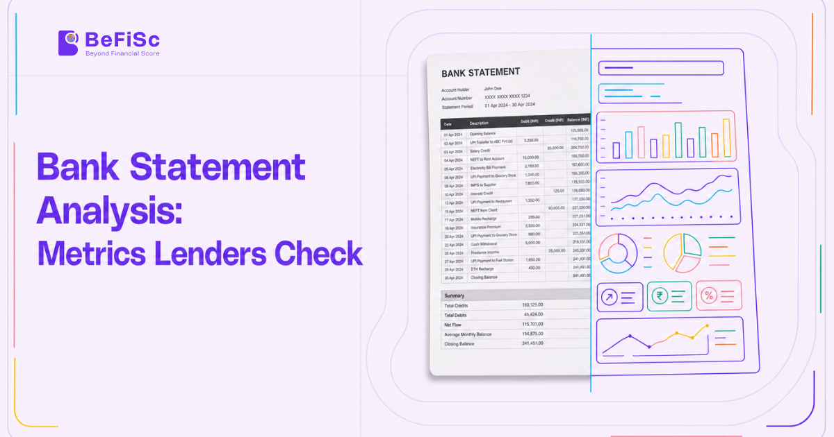Bank statement analysis metrics for lenders