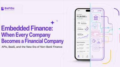 Embedded finance model connecting platforms, BaaS APIs, and financial services