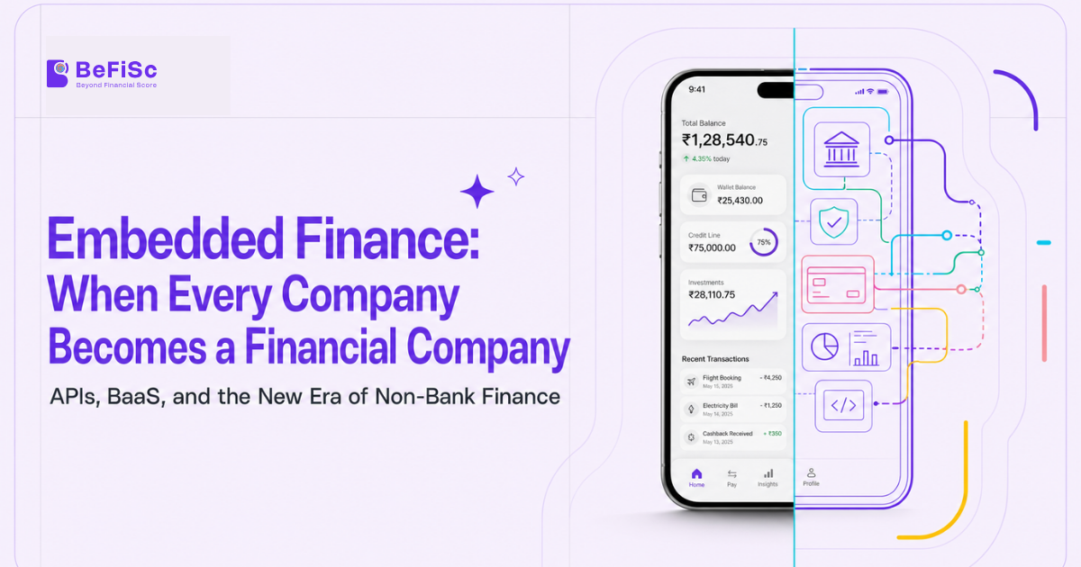 Embedded finance model connecting platforms, BaaS APIs, and financial services